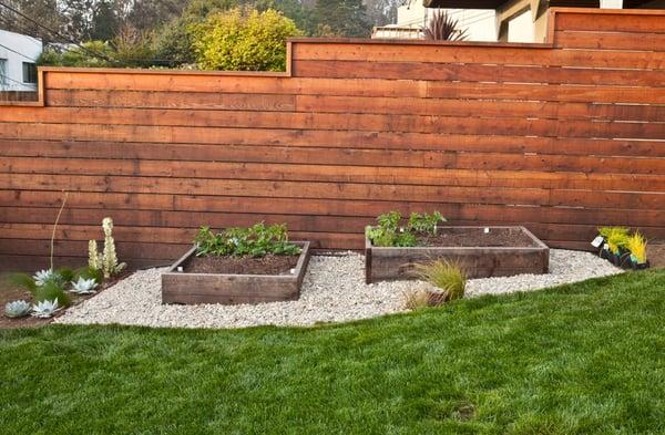 Modern Horizontal Fence - 6 Inches wide redwood boards