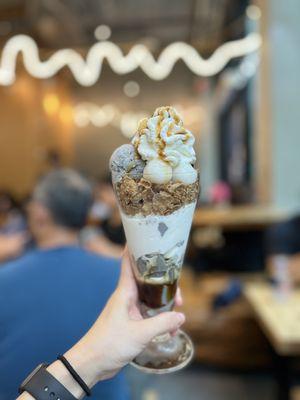 Black sesame mochi parfait