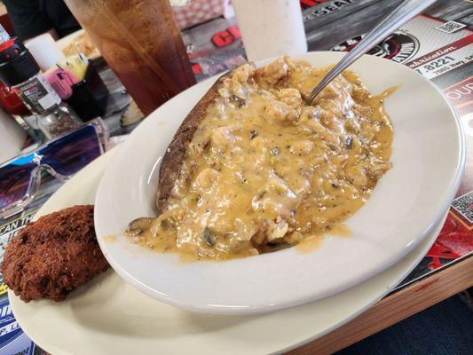 Crawfish etoufee on a potato