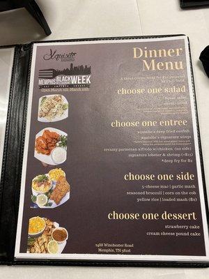 Black Restaurant Week menu