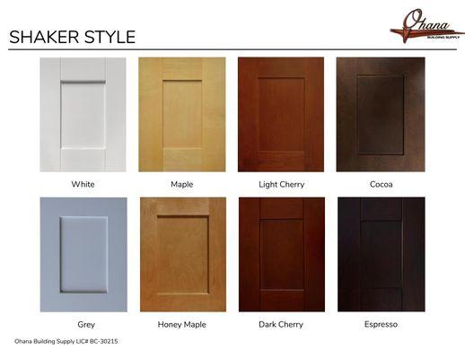 Shaker Style Cabinet Finishes Available