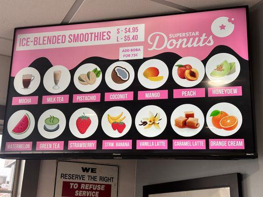 Smoothie menu