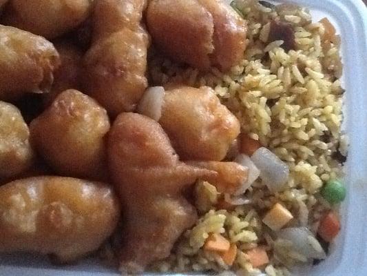 Sweet N Sour Chicken with pork fried rice