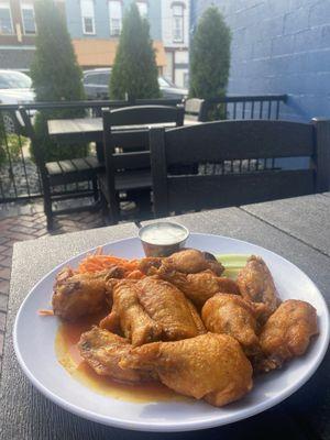 Buffalo Wings with Majestic Sauce and Blue Cheese Dressing