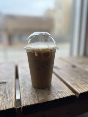 Iced Caramel Latte with Oatmilk