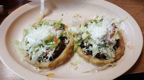 Sopes are awesome (one of my favorites)...Not available at most places but delicious when you find them!!!