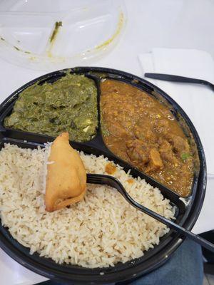 Palak Paneer and Goat Curry