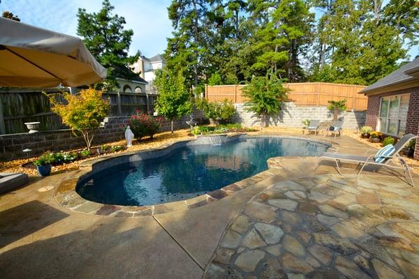 Custom pool with waterfall