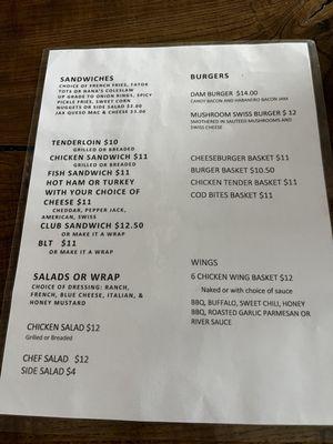 Menu back