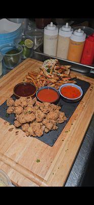 Cauliflower Trio with garlic fries