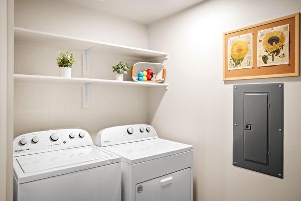 Laundry Room with Full Size Washer and Dryer