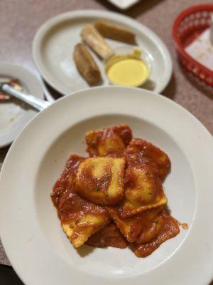 Butternut ravioli and yucca fries