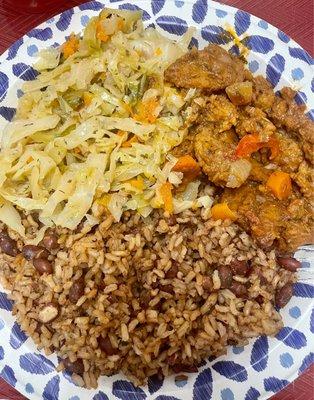 Rice & Beans, cabbage and homemade seitan