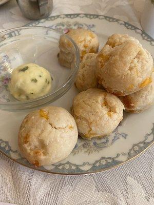 Cheddar biscuits with chive butter