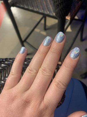 Holographic nails after another salon messed them up.