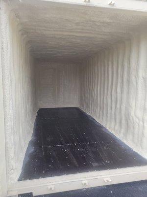 After photo of a storage container with a spray foam installation