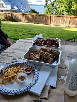 Enjoying The Cajun Crawfish at home.