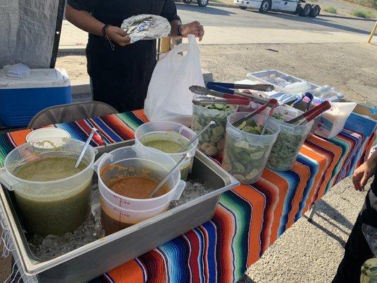 Salsas and toppings for your burritos, tacos, and quesadillas