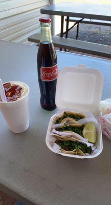 Elote en vaso & carne asada tacos