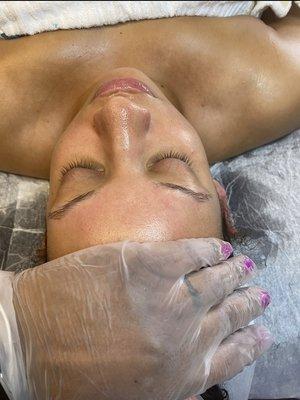 Client is Glowing after Dermaplaning facial