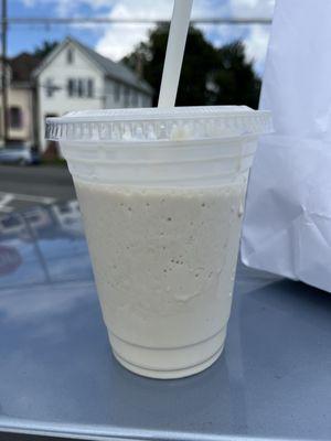 A coffee milkshake , it looks like vanilla but the coffee taste was subtle and amazing . Not too strong at all .