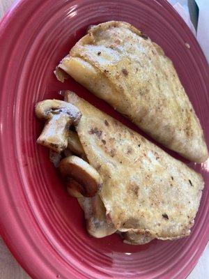 Mushroom quesadilla! Filled with mushrooms and cheese.