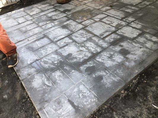 Steamed dyed concrete patio