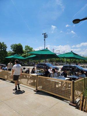 Outdoor  dining area by the water