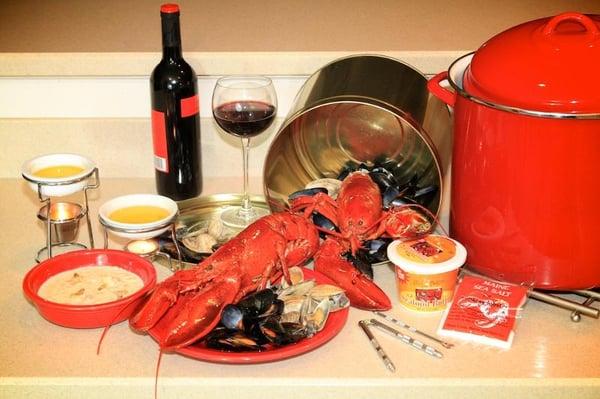 Lobster Bake Can Kits make it easy to send the gift of lobster to anyone. Easy cooking and clean up!