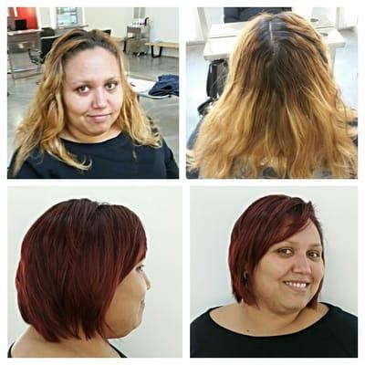 My before and after color and cut thanks to the colorist Raymond and amazing hair cutt from Robin