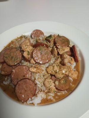 Chicken n sausage gumbo without the veggies