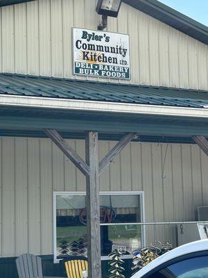 Sign and main entrance