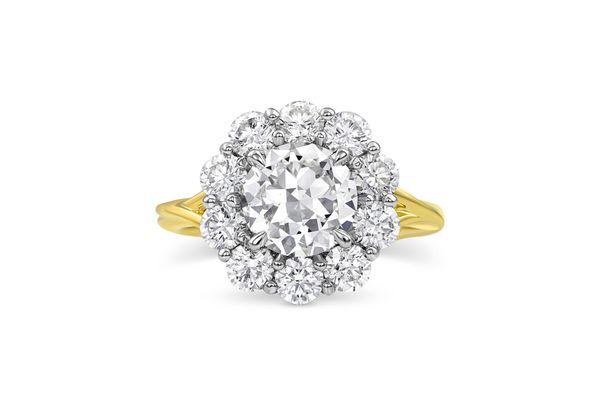 A beautiful custom engagement ring with a gorgeous antique  transitional cut diamond.