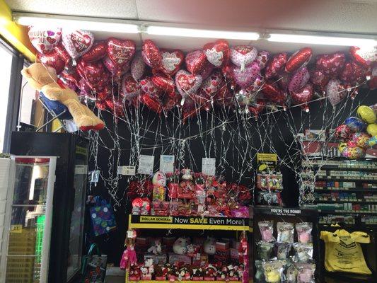 Inside display for Valentines Day! Get your balloons for your Valentine