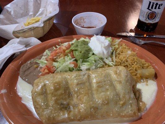 Chimichanga Fajita Bravo with chicken steak and shrimp