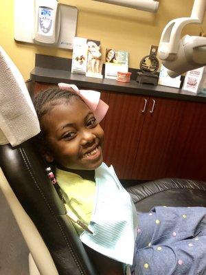 My happy daughter before her teeth are pulled