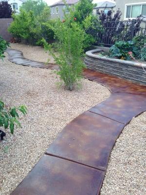 Newly stained walkway