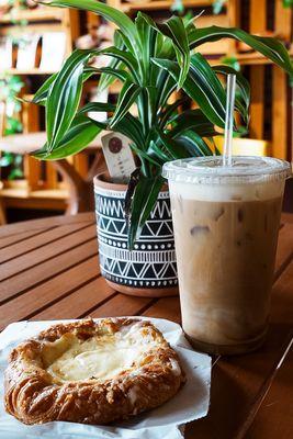 Vanilla Iced latte and Cream Cheese Danish