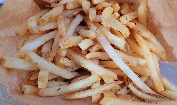 Fries with rosemary salt.