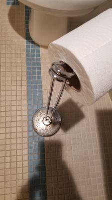 The Bathroom toilet paper holder - very rusty.  The floor - unclean.