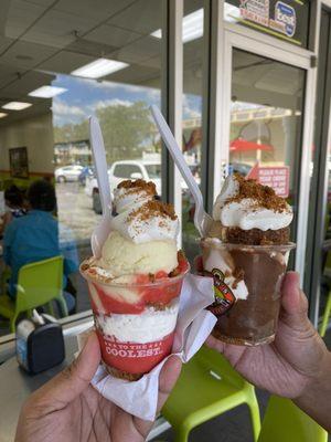 Strawberry shortcake gelati and s'mores gelati