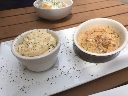 Cheesy grits with garlic butter shrimp