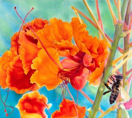 Silk Painting "Bee in Paradise"