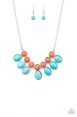 $5 blue/orange crackle necklace