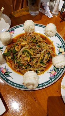 Spicy stir fried pork with vegetables