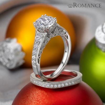 Diamond Engagement ring and band for holiday engagement