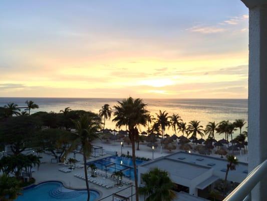 This is the view from our Jr. Ocean view Suite in Aruba.