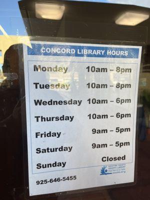 Concord Library Hours