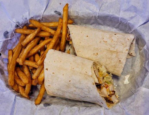 The special; chicken bacon ranch wrap with french fries.