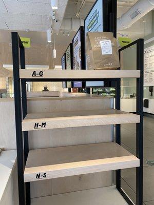 Pick up shelf